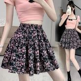 French Style Vintage And Little Fresh Cherry Floral A- Line Skirt - kinko